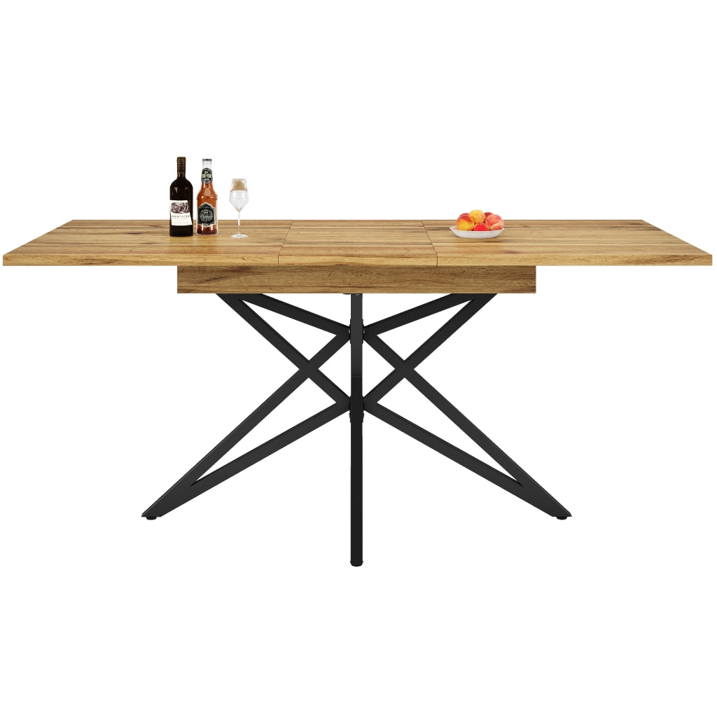 Tavolo da Pranzo Allungabile con 4 Sedie ¨C Xylo ¨C Piano 120/160x68 cm, Velluto Grigio Scuro, Gambe Nere
