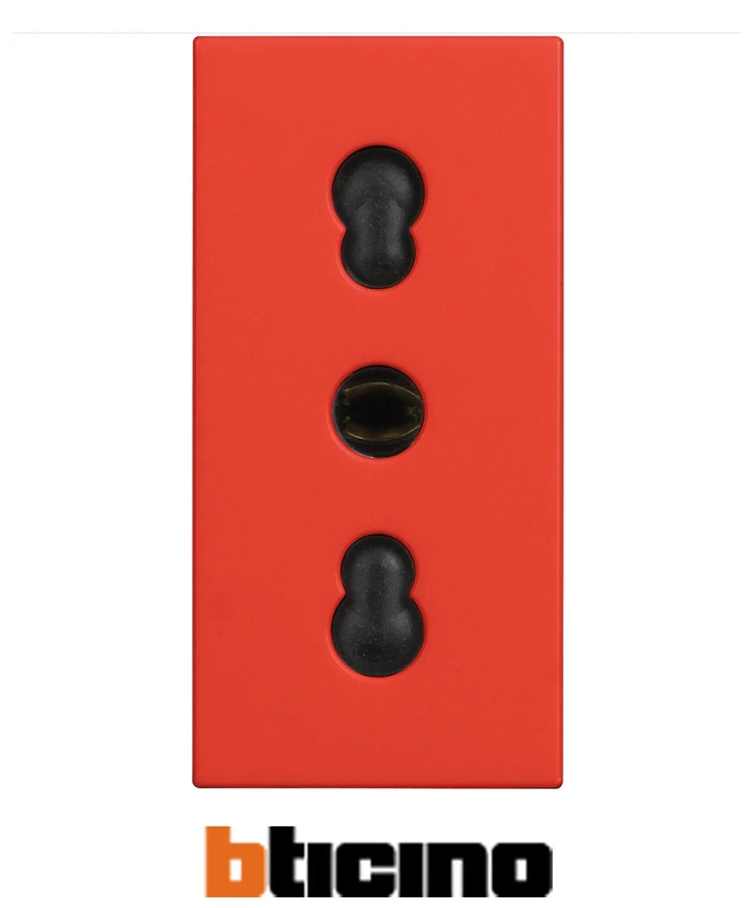 Bticino presa bipasso standard Italia 2P+T 10/16A colore rosso