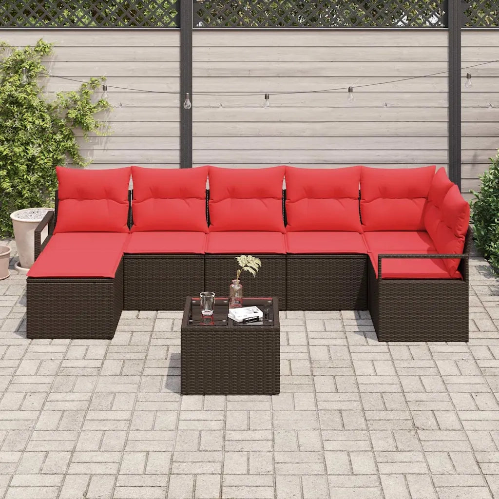 Set di divani 8 pcs Marrone polyrattan