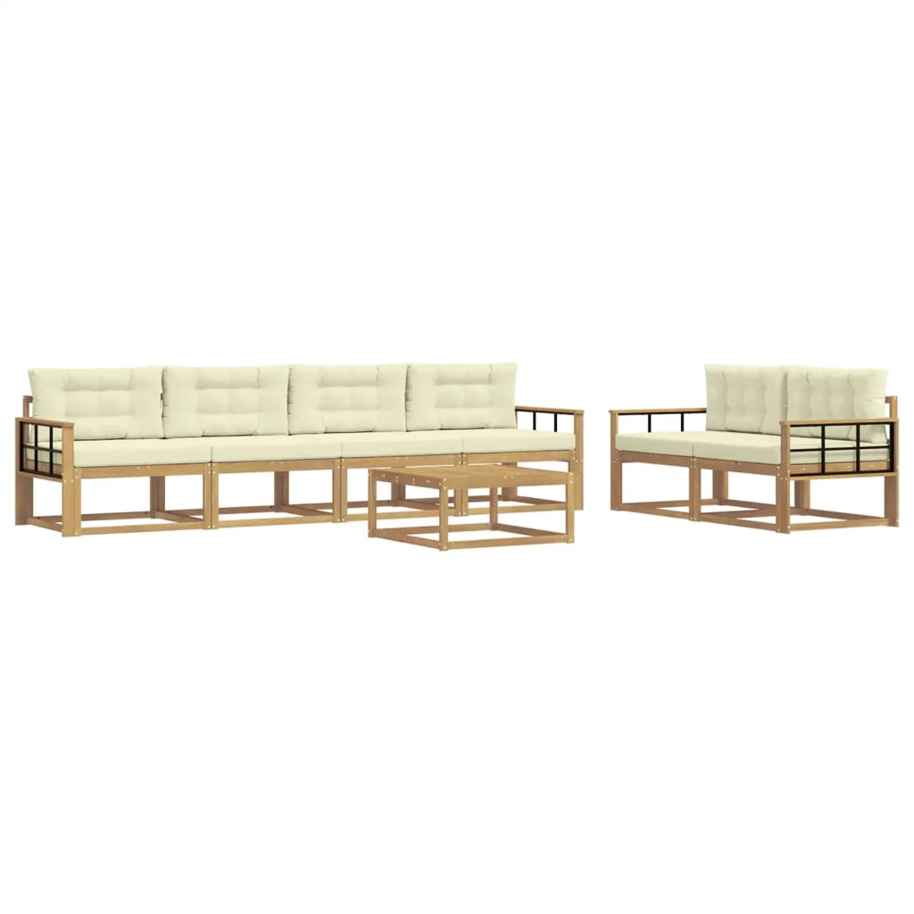 Set di divani da esterno 6 pz Bianco e Crema 3386104
