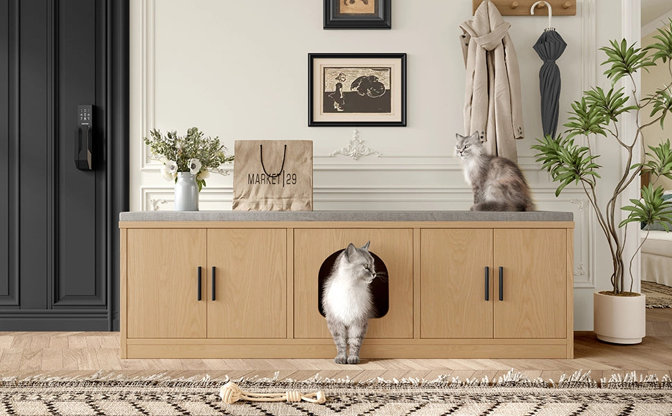 ARMADIO Porta lettiera per gatti 140x40x45,5 cm Rovere