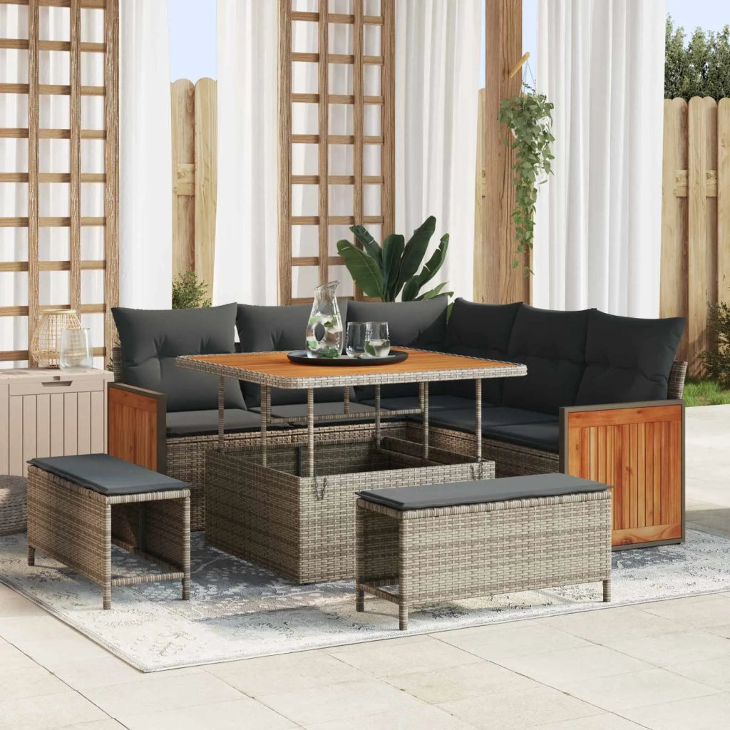 Set Divano da Giardino con cuscino 8 pcs Grigio 3363168