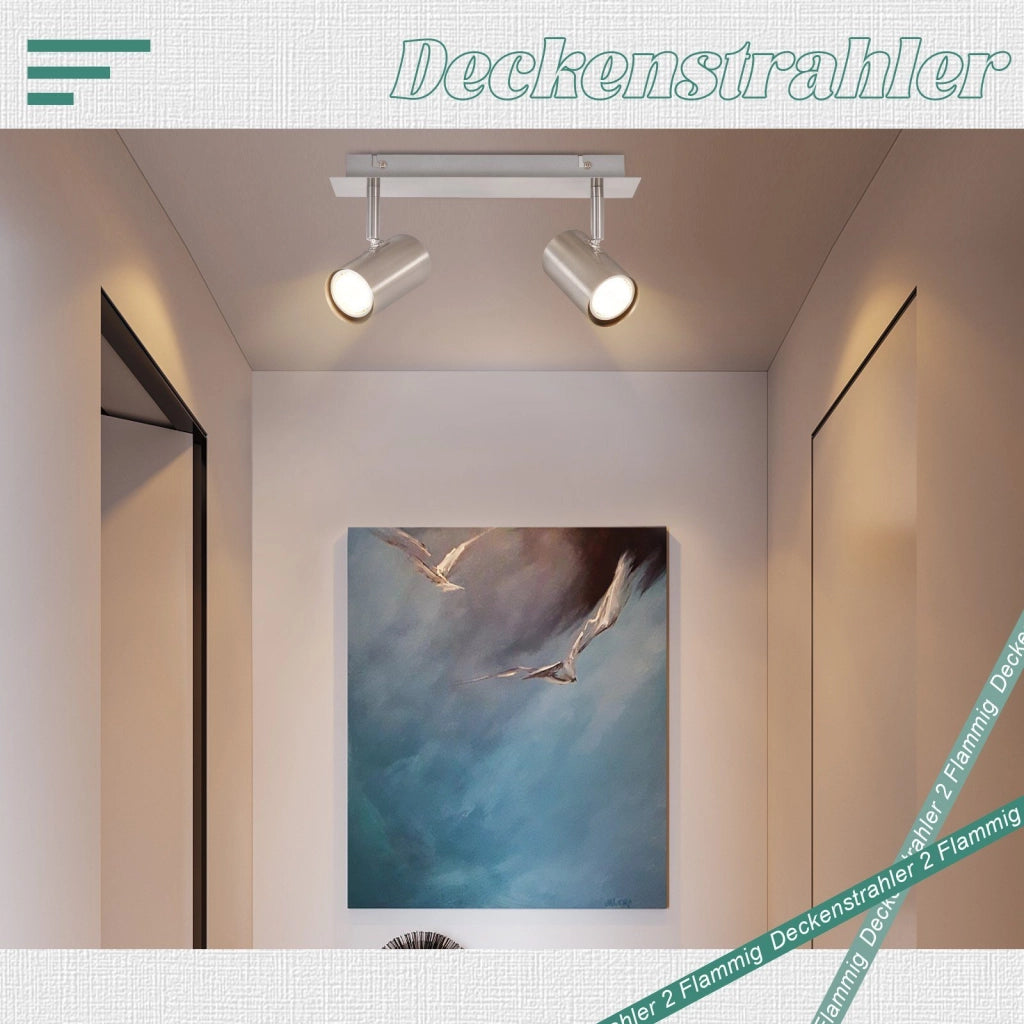 ZMH Faretto da soffitto nichelati 2 luci GU10 orientabili 330° design moderno per corridoio