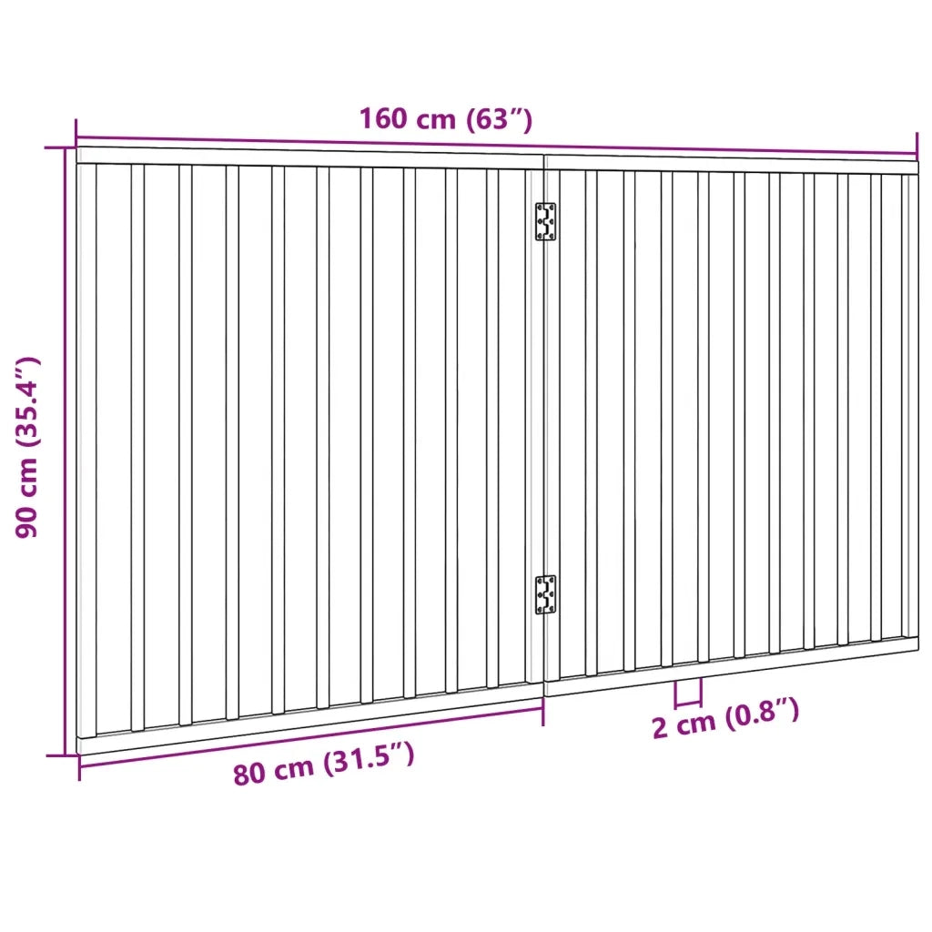 Cancelletto per cani pieghevole 2 pannelli bianco 160 cm in legno di pioppo 352186