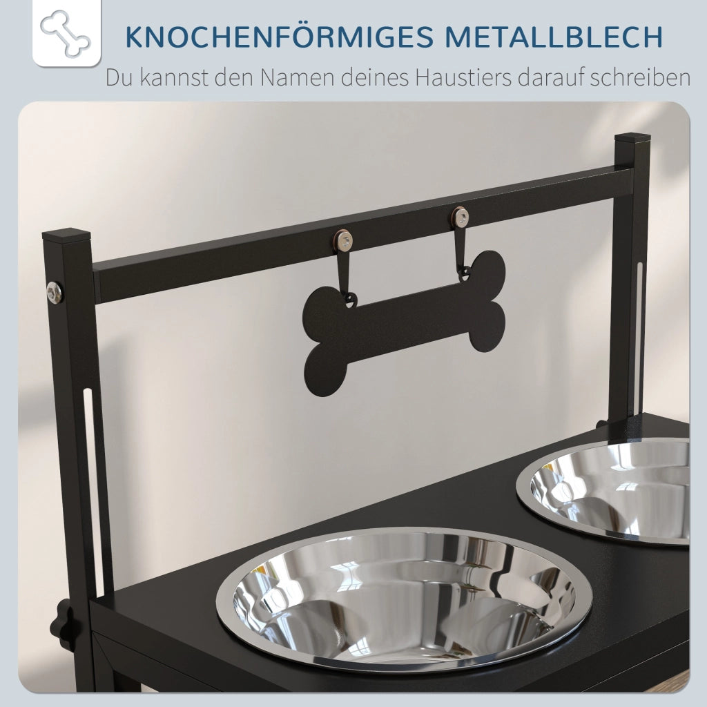 Ciotole Rialzate per Cani e Gatti ¨C Xylo ¨C Acciaio Inossidabile 40,5x22x39cm Nero Argento