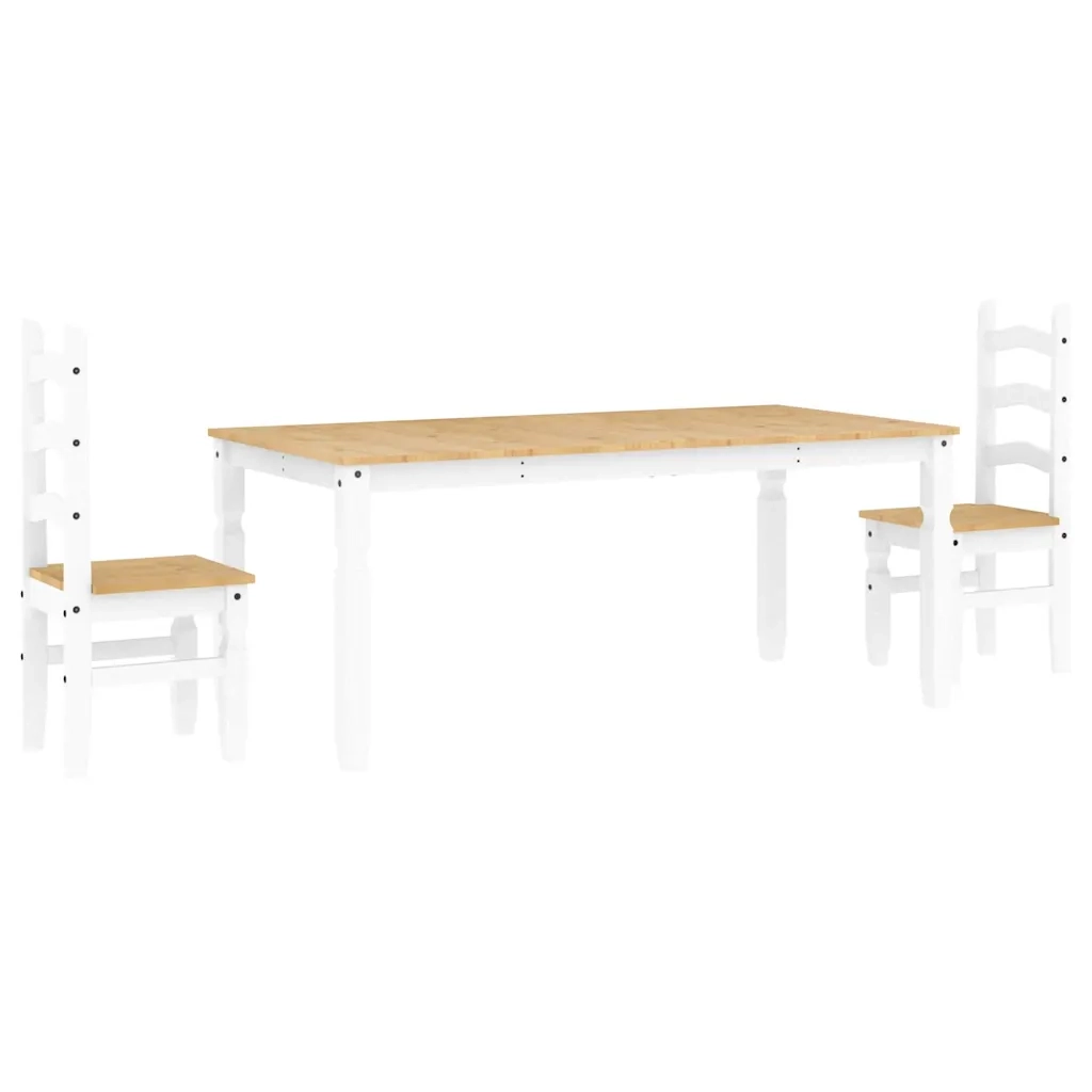 Set da Pranzo 3 pz PANAMA Bianco in Legno Massello di Pino 3345208