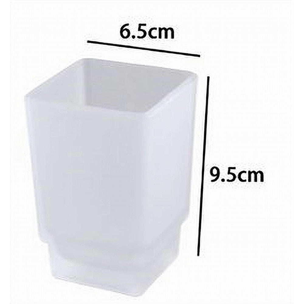 Trade Shop - Bicchiere Ricambio Porta Spazzolino In Vetro Cubo Satinato Bagno Accessori 87263 -