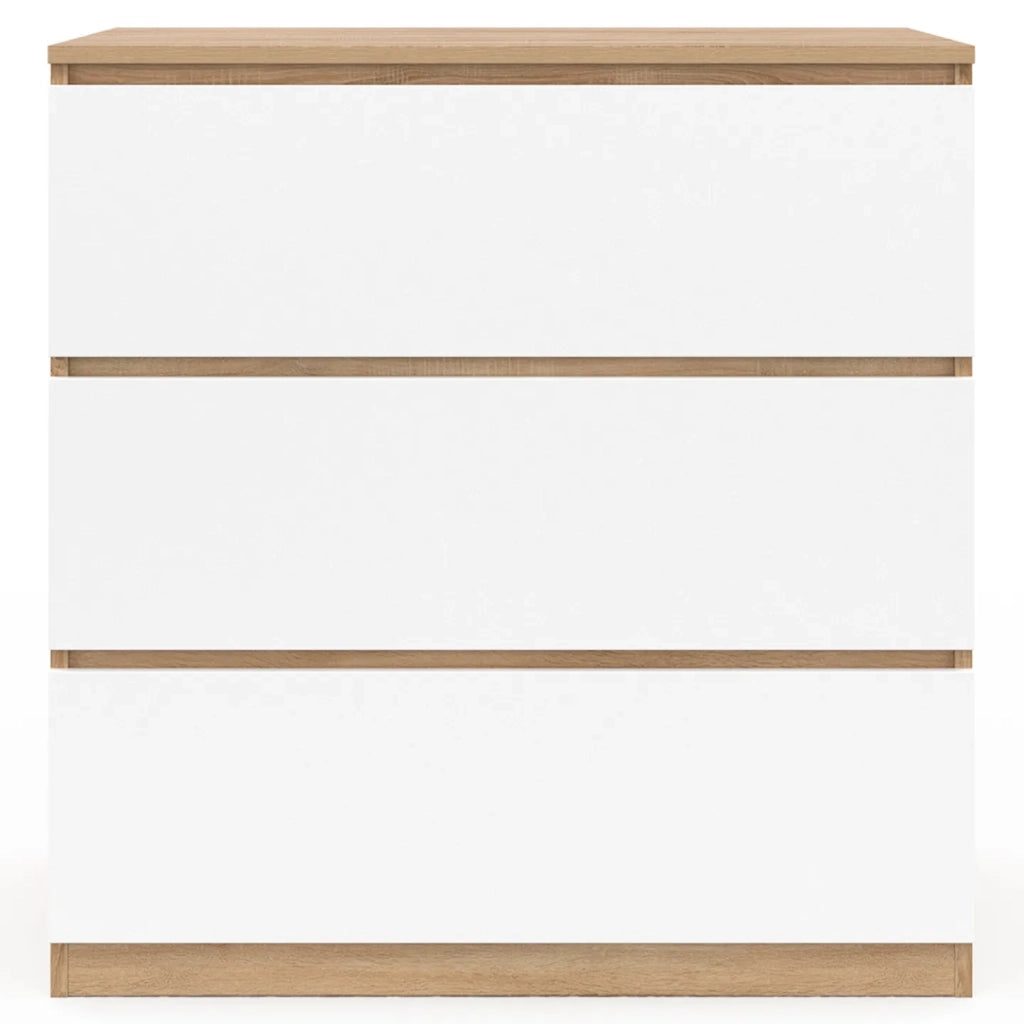 IDMarket - Cofre de 3 cajones TOMI 78 cm en haya y blanco