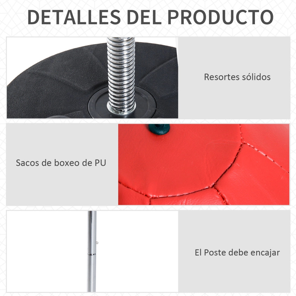 Sacco da boxe regolabile ¨C Zephmum ¨C 126-144 cm rosso e nero con guanti