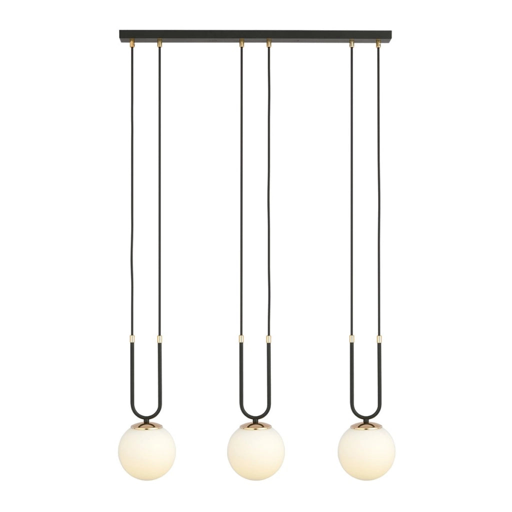 Lampada a sospensione GLAM in acciaio nero e vetro opalino