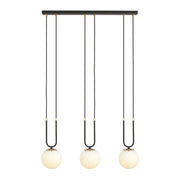 Lampada a sospensione GLAM in acciaio nero e vetro opalino