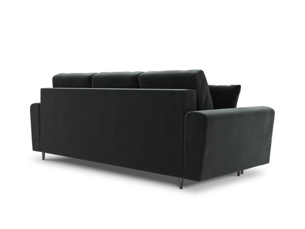 Cosmopolitan Design - Divano convertibile con contenitore "Kyoto" 3 posti in velluto grigio scuro 
