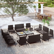 Set Divani da Giardino 16 pz con Cuscini in Polyrattan Nero cod mxl 39196