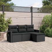 Set Divani da Giardino 4 pz con Cuscini Nero in Polyrattan 3252402