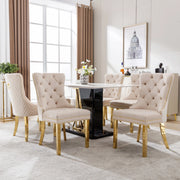 Sedia da pranzo 50.5x45x95 cm con anello decorativo sul retro in velluto beige