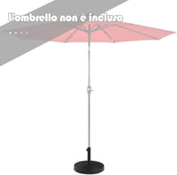 Base per Ombrellone da Giardino 22 kg, Supporto per Ombrellone da Esterno in Resina con Pomello Regolabile, Base Rotonda per Ombrellone 38mm/48 mm, 52 x 36 cm