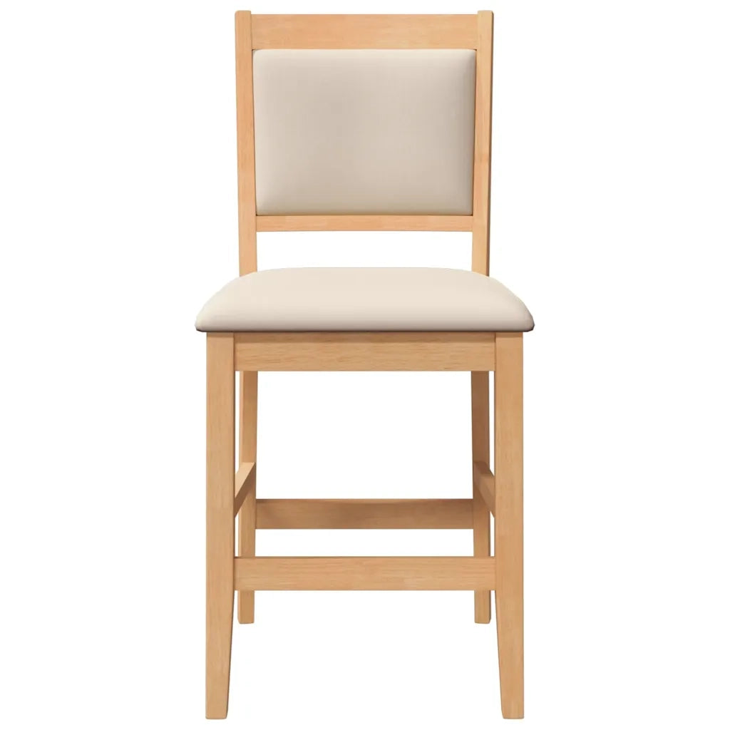 Sgabelli da Bar con Cuscini 2pz Naturale Legno Massello Hevea 4102565