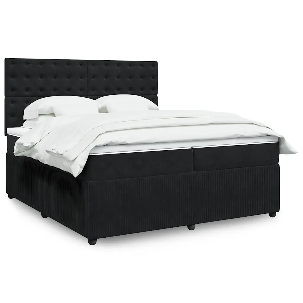 Giroletto a Molle con Materasso Nero 200x200 cm in Velluto 3292444