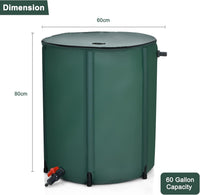 Serbatoio Pieghevole per Acqua Piovana, 225 Litri, Sistema Raccoglimento Acqua Piovana Portatile Con Tappo Filtro Valvola di Straripamento Valvola a Rete, Verde scuro