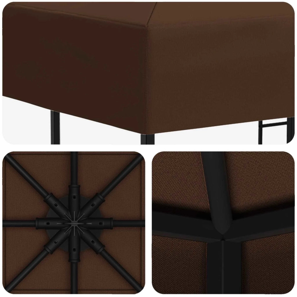 Gazebo 3 x 3 m Marrone Poliestere e Acciaio 190 gsm