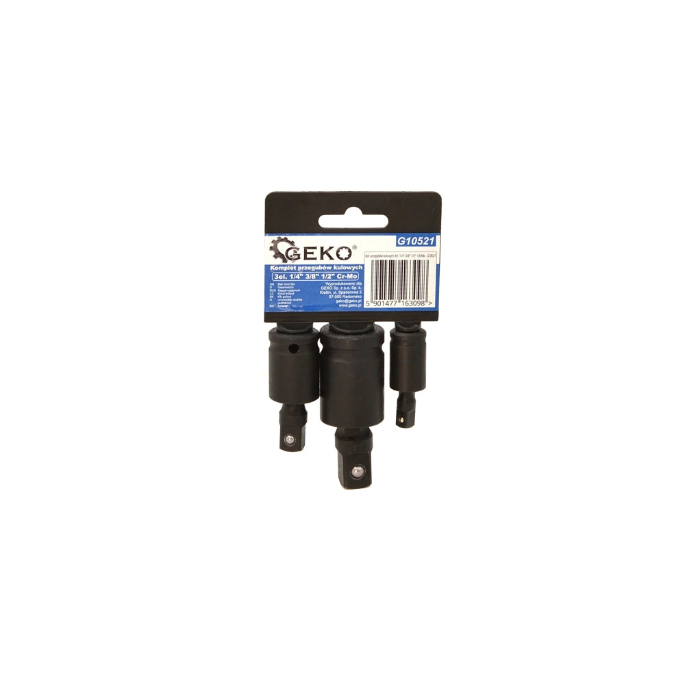 SNODO CARDANICO SET 3pz 1/2"-1/4"-3/8" GIUNTO SFERICO CR-Mo GEKO G10521
