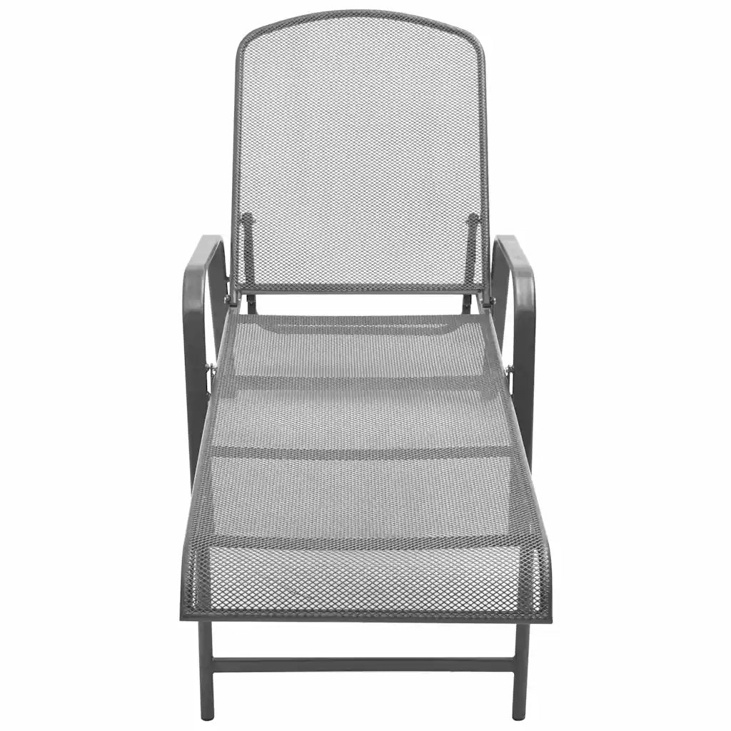 Lettini Prendisole 2 pz con Tavolino in Acciaio Antracite cod mxl 5754