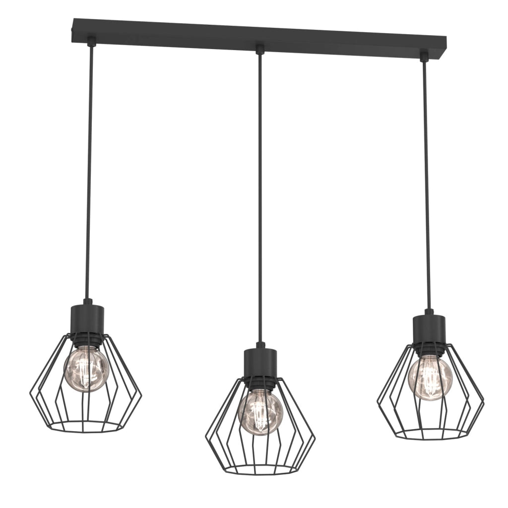 Lampada sospesa Parkla 3 luci nera metallo Luminex