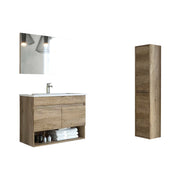 Sassola, set Mobili Bagno Specchio Incluso, Marrone Quercia