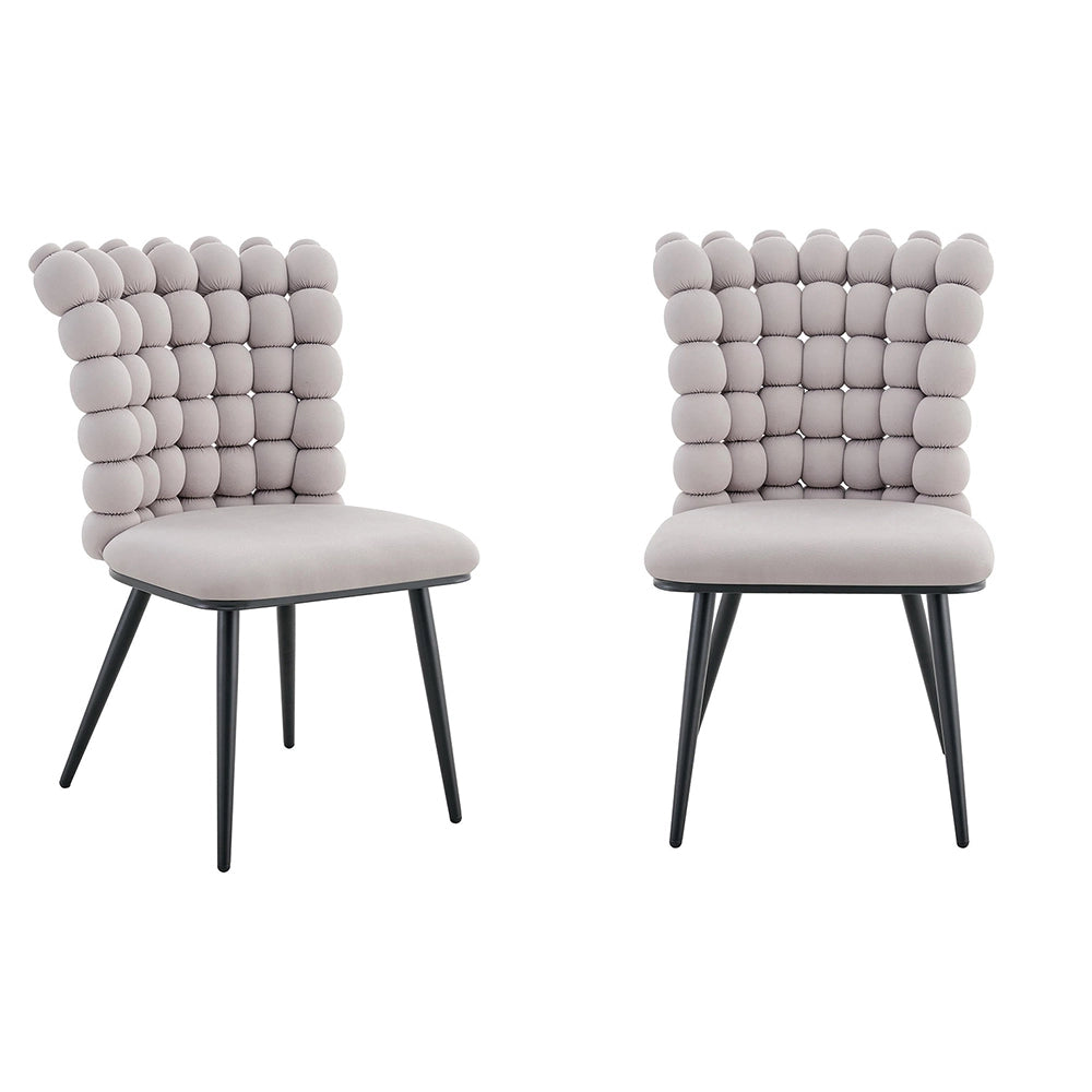 Set 2 sedie da pranzo - Xylo - velluto grigio chiaro gambe nere