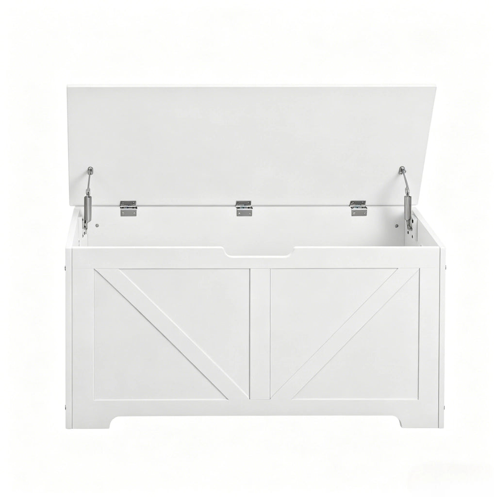 Panca contenitore ULEVR 100x40x47 cm con coperchio a cerniera, 76 L, bianca