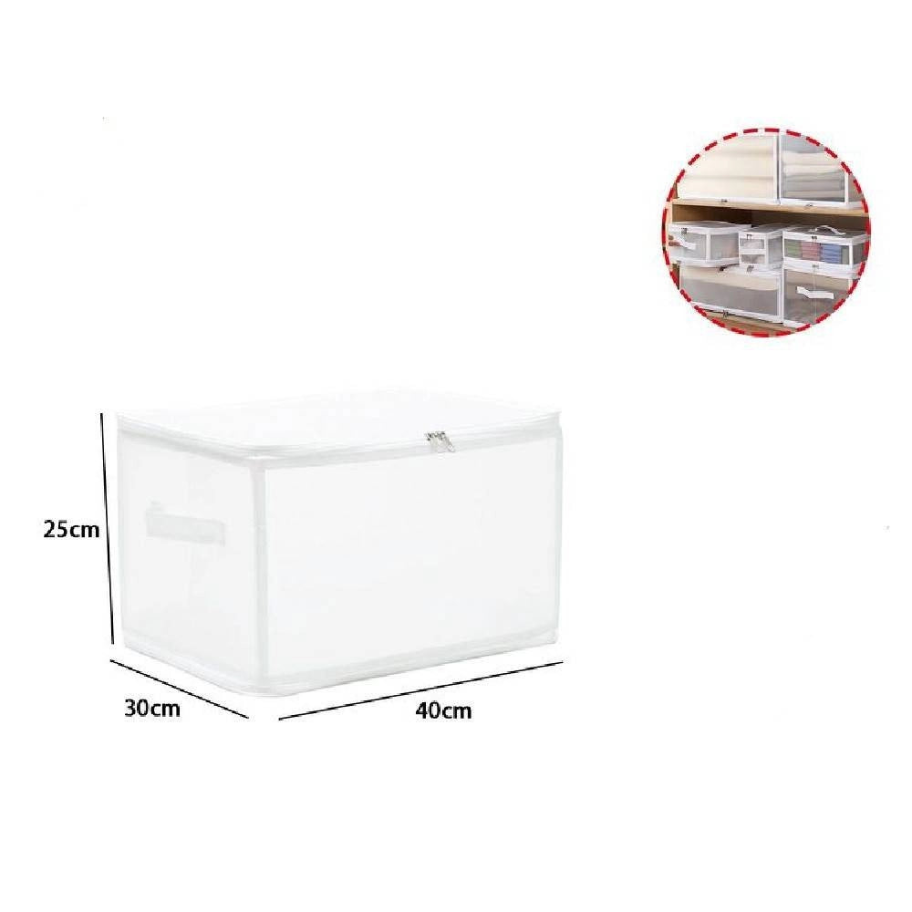 Trade Shop - Box Scatola Salvaspazio Portatutto Contenitore Organizer Armadi 40x30x25cm 59974 -