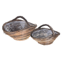 Set 2 Cesti Ovali in Vimini con Manico Larghezza 47 cm