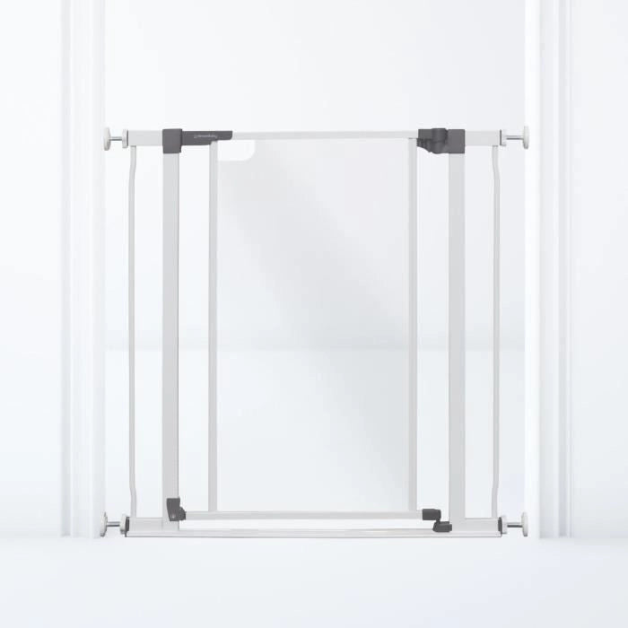 Cancelletto di sicurezza con pannello trasparente DREAMBABY - Funzione di fermo aperto - Fondo anticaduta - Bianco