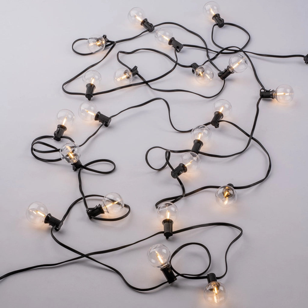 STRINGA ELETTRIFICATA LED PICNIC NERA 25 ATTACCO E12 0,3W 3000K IP44 CON SPINA SCHUKO 762CM