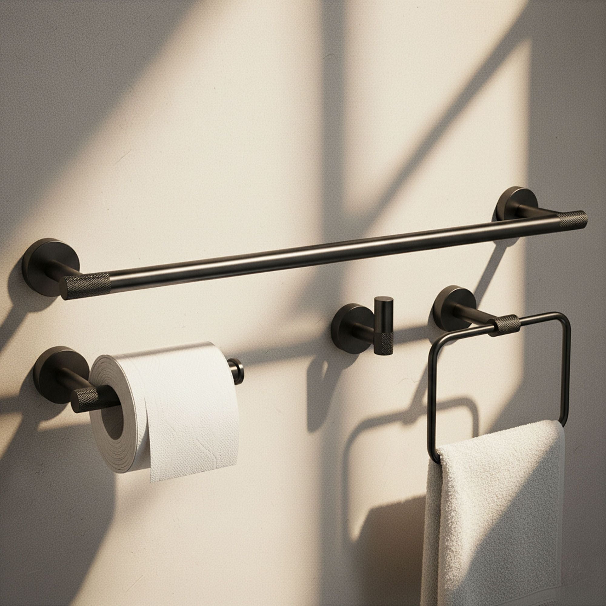 Set Accessori Da Bagno Grid Black 4 Pezzi