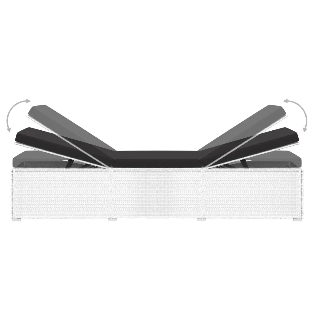 Lettino Prendisole Cuscino e Tavolino da TÃ¨ Polyrattan Bianco  cod mxl 20104