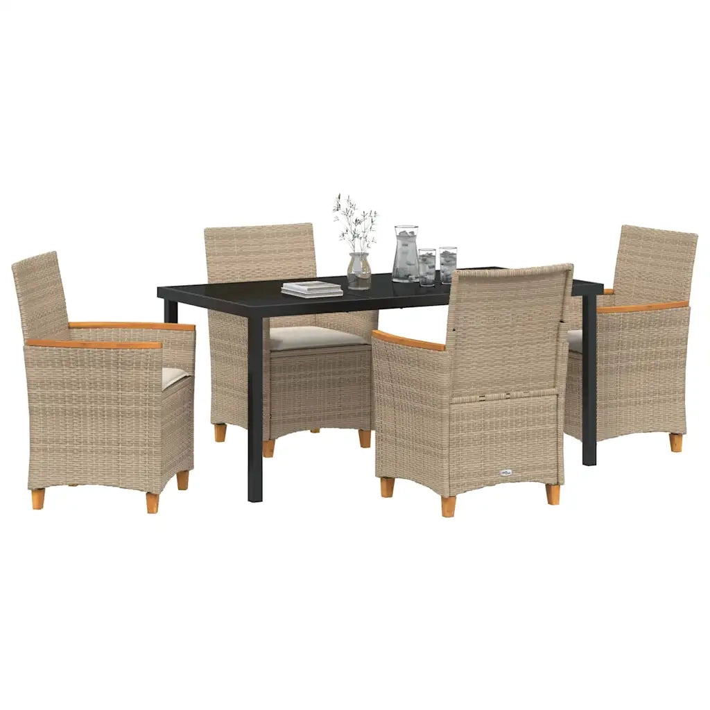 Set da Pranzo per Giardino 5 pcs Beige polyrattan 3381103