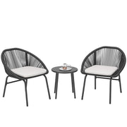 Set divano da giardino 2 posti con cuscini ¨C Zephmum ¨C Poly rattan grigio, acciaio