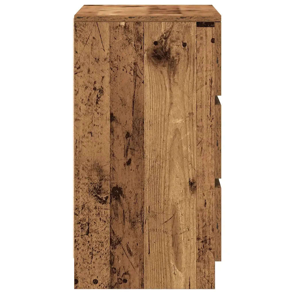 Comodino con 3 Cassetti Legno Antico 39x35x65 cm
