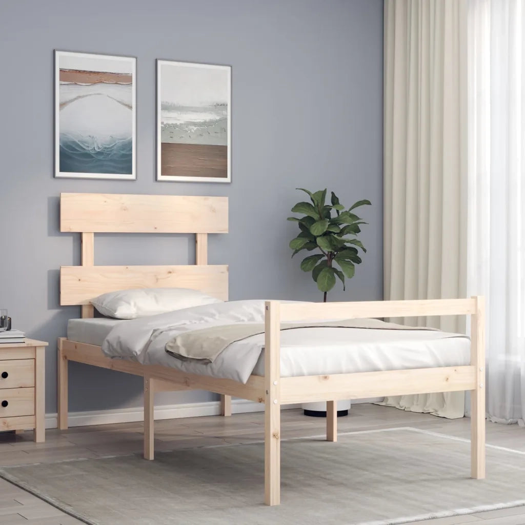 Letto per Anziani con Testiera 90x200 cm in Legno Massello 3195336