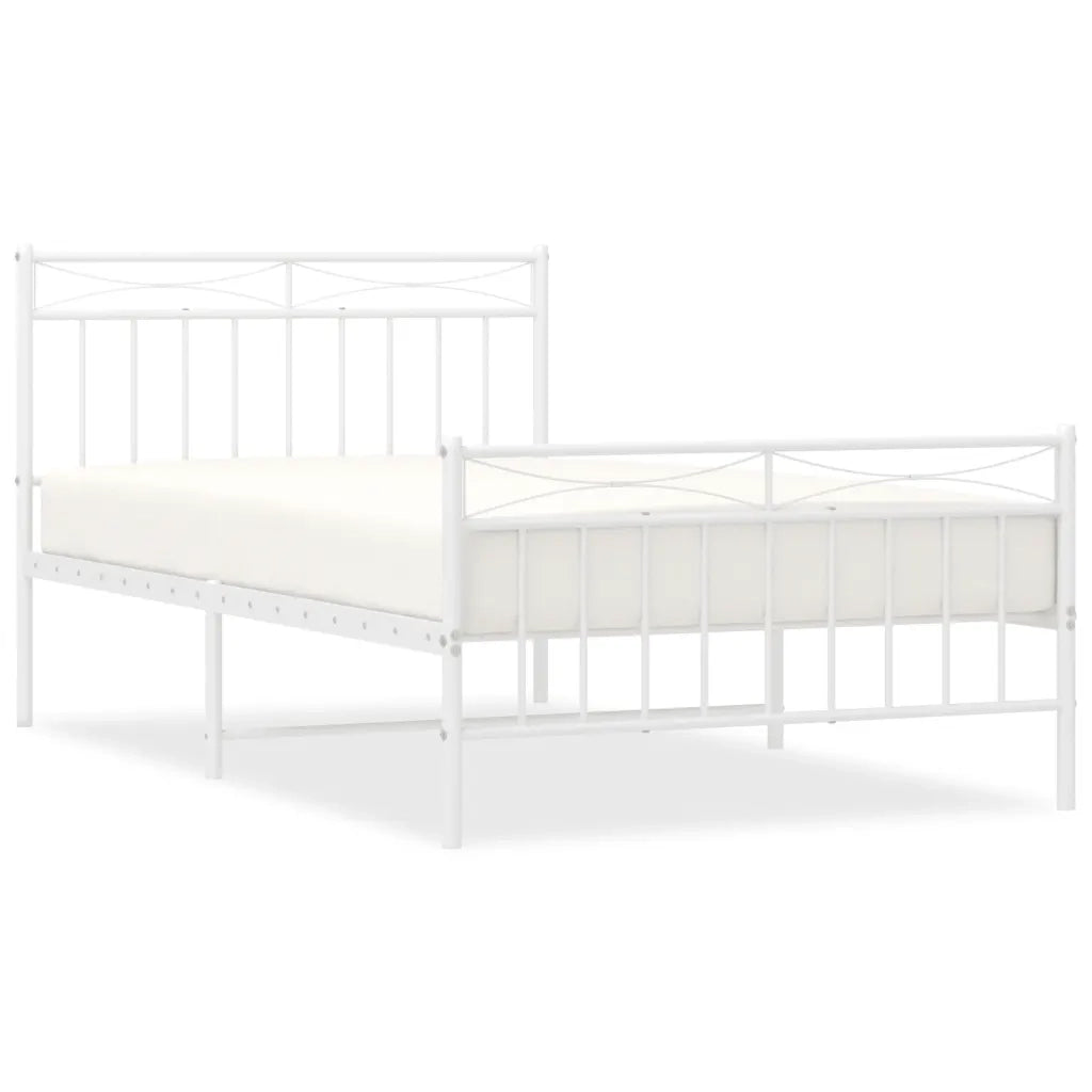 Giroletto con Testiera e Pediera Metallo Bianco 107x203 cm