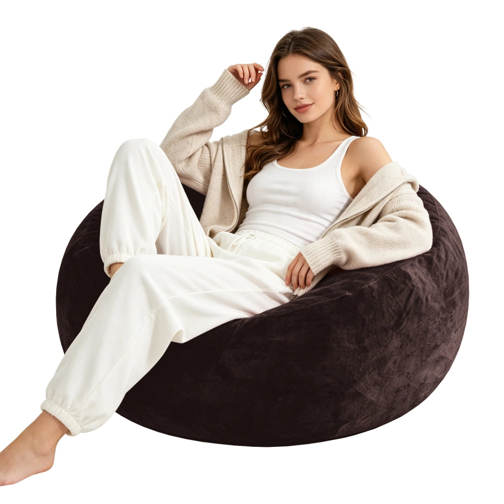 Pouf a pera 4FT 100x100x50 cm marrone in schiuma， per salotto e camera