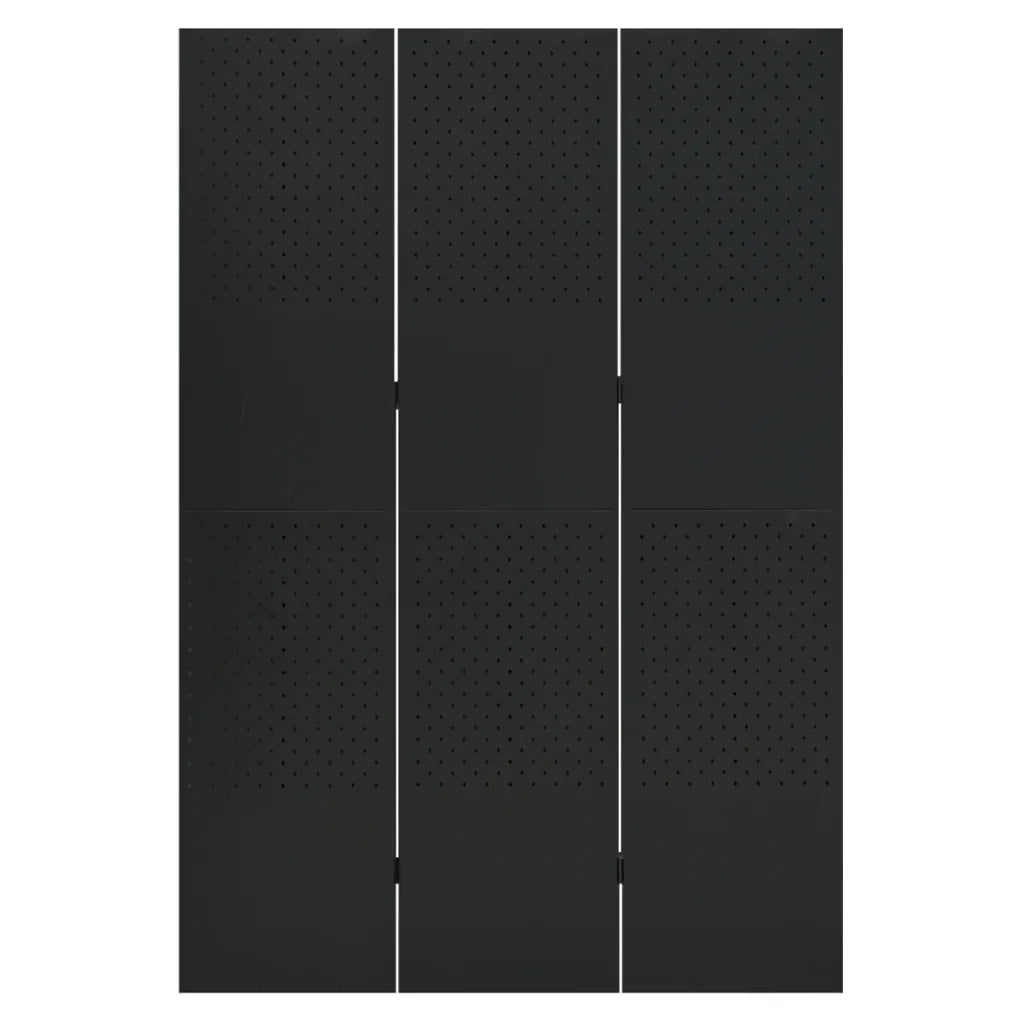 Paravento a 3 Pannelli Nero 120x180 cm in Acciaio cod mxl 66480