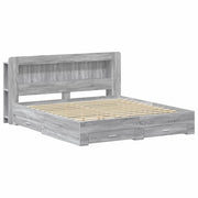 Letto matrimoniale | Letto per adulti | Telaio del letto con storage Sonoma grigio 200 x 200 cm