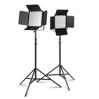 2x LED Niova 100-F Pro 100 W bicolore con treppiede per lampada, luce video dimmerabile, luce da studio con luce morbida, luce fotografica con telecomando