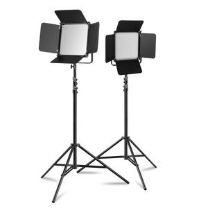 2x LED Niova 100-F Pro 100 W bicolore con treppiede per lampada, luce video dimmerabile, luce da studio con luce morbida, luce fotografica con telecomando