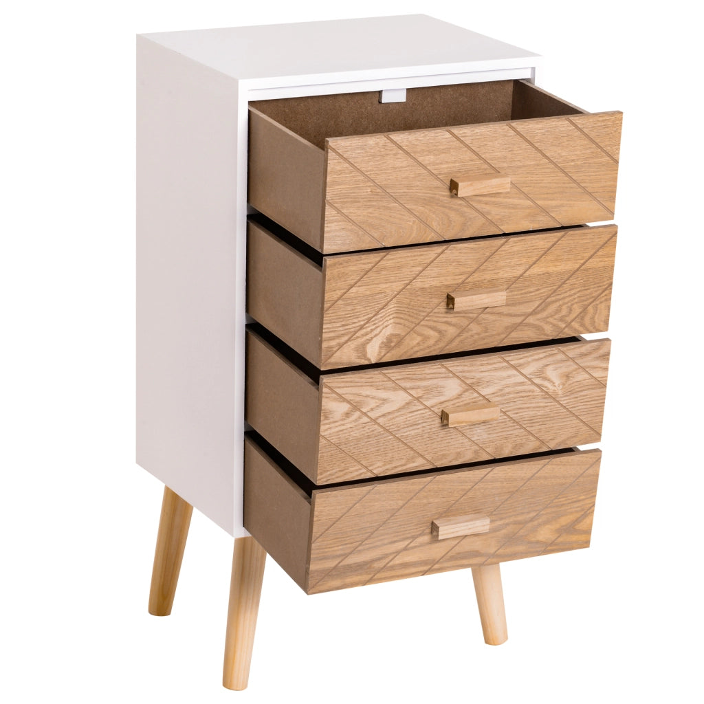 Comodino con 4 Cassetti ¨C Zephmum ¨C Legno Bianco 40x30x75 cm