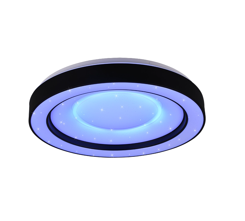 Plafoniera LED RGB effetto stelle, nero e cromo, 49x8 cm, Arco