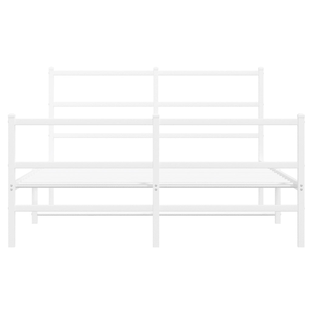 Giroletto con Testiera e Pediera Metallo Bianco 135x190 cm