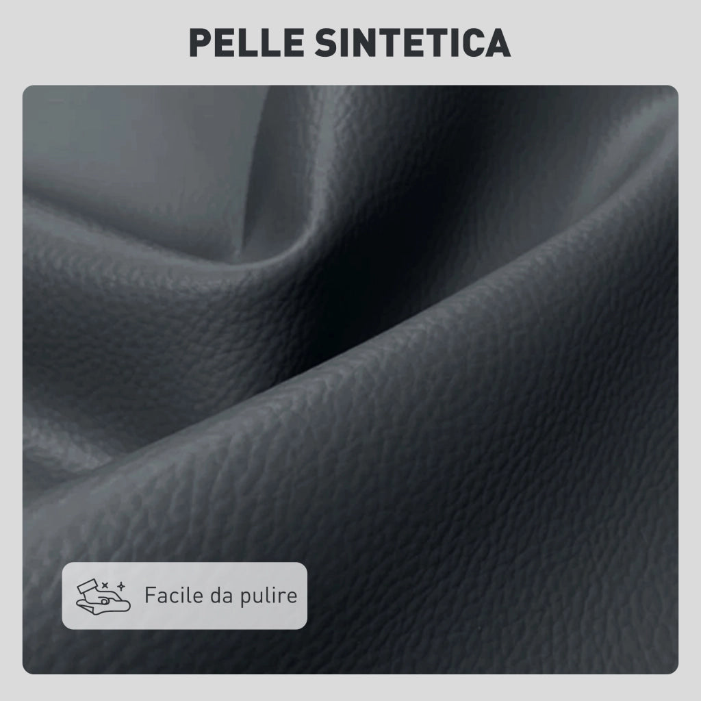 Divano 2 Posti in Similpelle Trapuntato Senza Braccioli ¨C Zephmum ¨C Nero 115x73x83